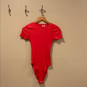Ribbed Red Bodysuit